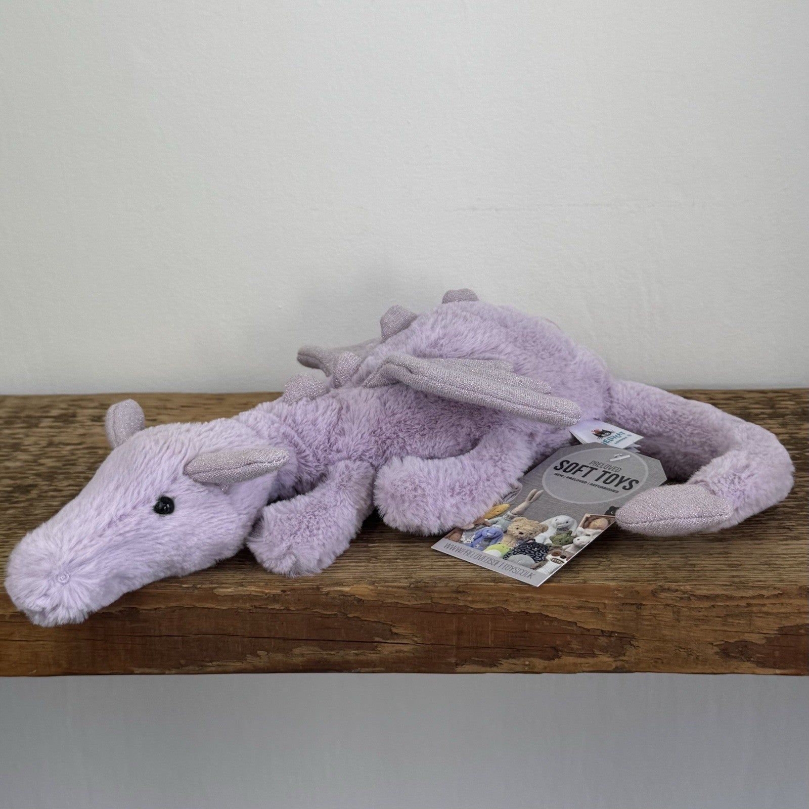 Jellycat Little Lavender Dragon - Light Purple Dragon Beanie Soft Toy 11"