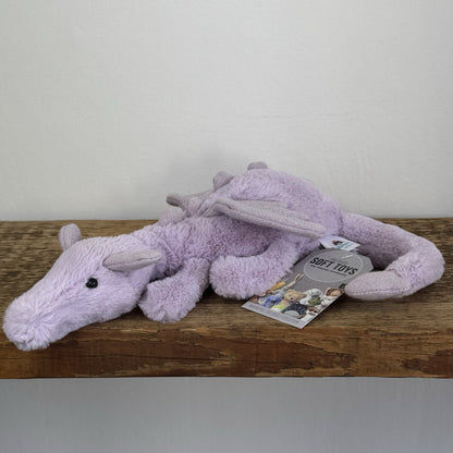Jellycat Little Lavender Dragon - Light Purple Dragon Beanie Soft Toy 11"