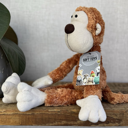 Jellycat Doolally Monkey Chimp Vintage Fluffy Orange Monkey Beanie Plush