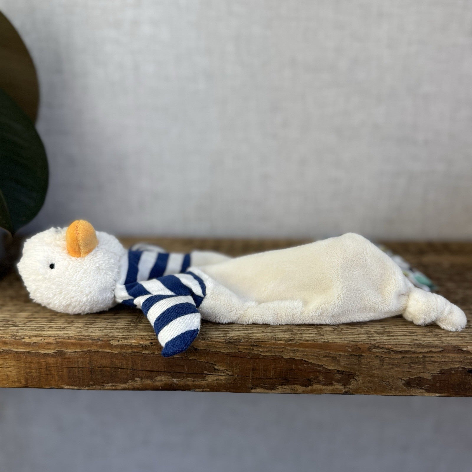 Jellycat Bredita Duck Soother - Duck Soother Cream Navy Striped Comforter