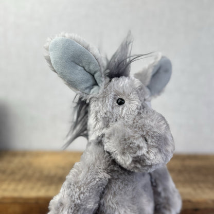 Laura Ashley Donkey Plushie Soft Toy - Textured Grey Floppy Beanie Donkey