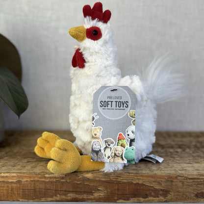 Jellycat Bessie Chicken - Small White Beanie Chicken Soft Toy Retired Rare 10”