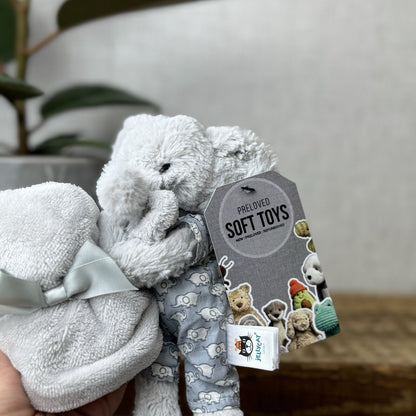 Jellycat Bedtime Elephant Soother - Grey Elephant In Pyjamas Soother Blanket