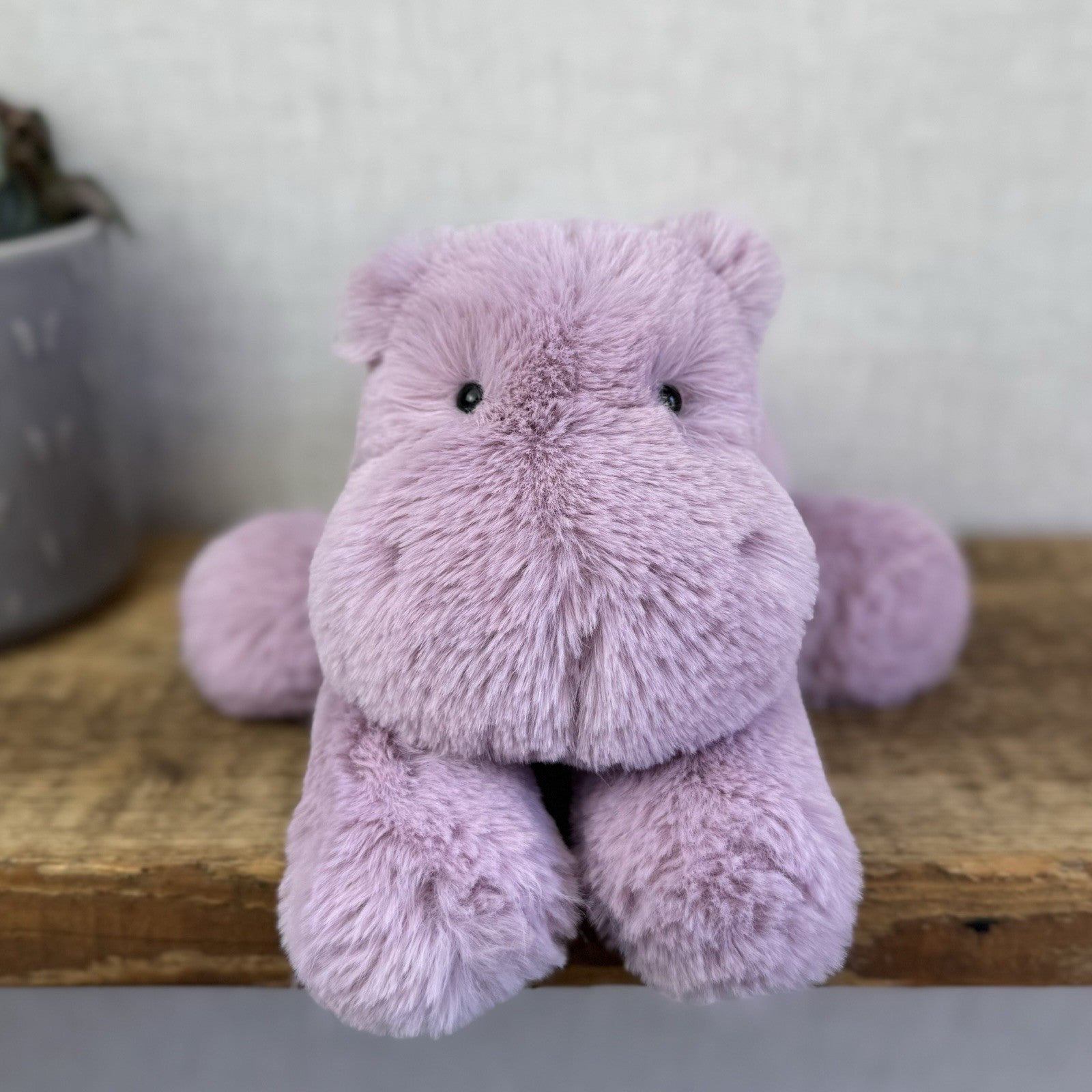 Jellycat Medium Smudge Hippo - Lilac Laying Hippo Beanie Plush Retired New 14”