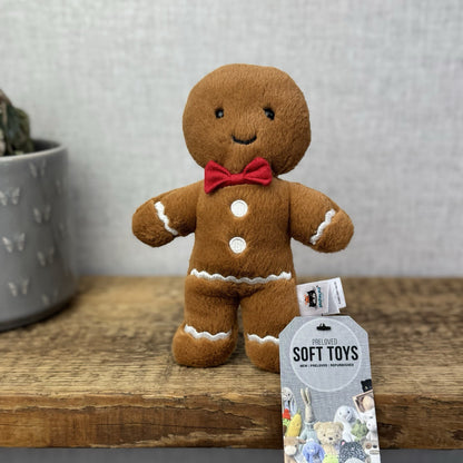 Jellycat Small Jolly Gingerbread Fred - Older Style Red Bow Gingerbread Plush 9"