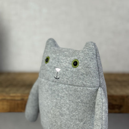 Jellycat Geek Cat - Grey Kitty Green Eyes - Retired Jellycat Kitten 10”