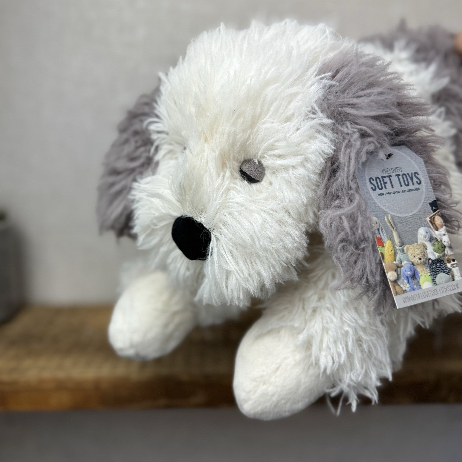 Jellycat Floofie Sheepdog - Large Shaggy Sheepdog Soft Toy Beanie Plush 19"