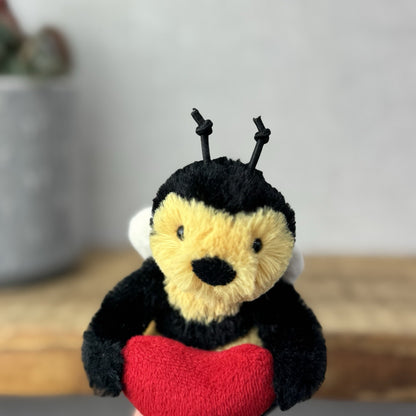 Jellycat Tiny Bumble Bee Holding A Heart - Tiny Bee NWOT - Rare Retired 5"