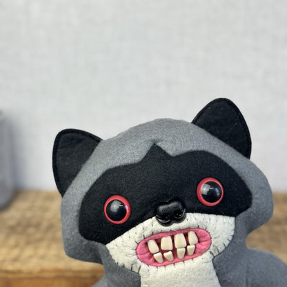 Fuggler Bandit Raccoon - Grey Raccoon Retired Red Eyed Raccoon Funny Ugly Plush