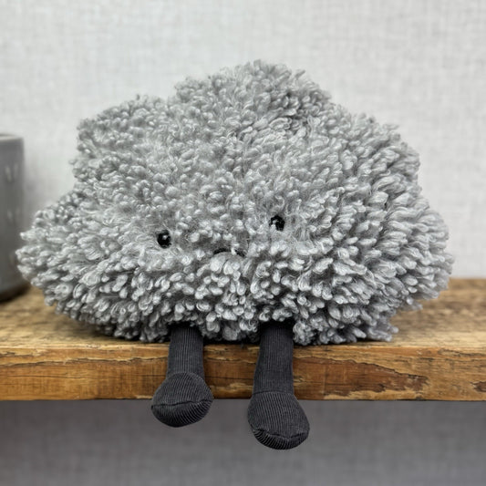 Jellycat Amuseable Storm Cloud - Grey Grumpy Cloud Plush Beanie NWT 10"