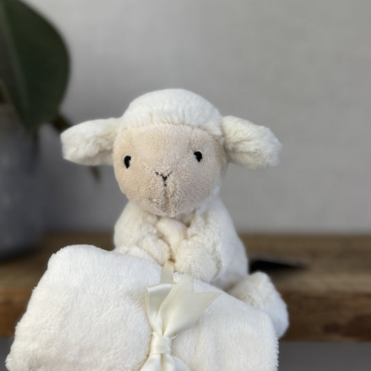 Jellycat Bashful Lamb Soother - Sheep Lamb Cream Comfort Blanket Baby Gift NWOT