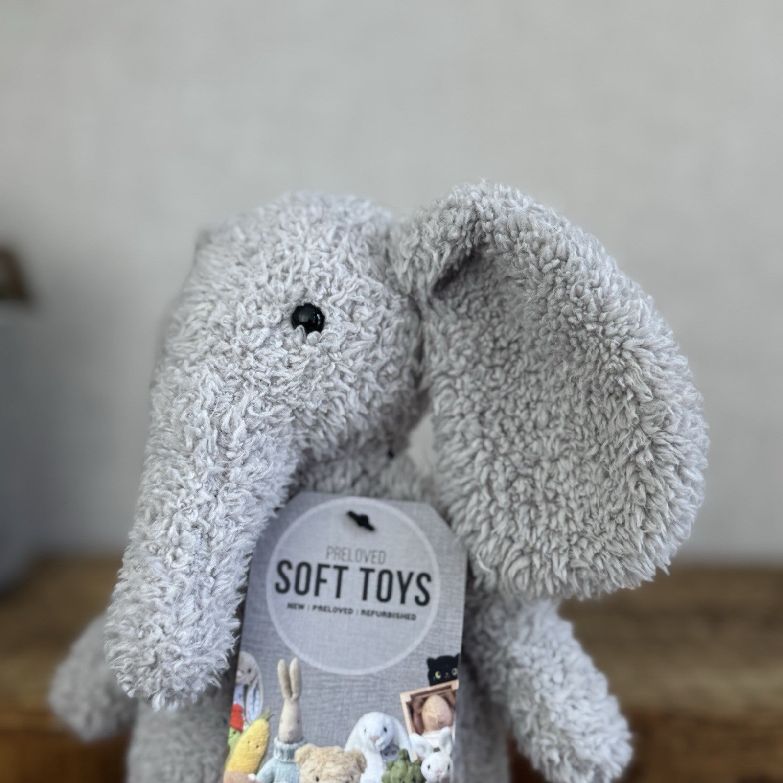 Jellycat Chou Chou Elephant - ChouChou Grey Beanie Textured Soft Elephant 10”