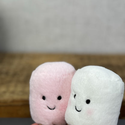 Jellycat Amusable Pink And White Marshmallow Mini Soft Toy Genuine BNWT 5"