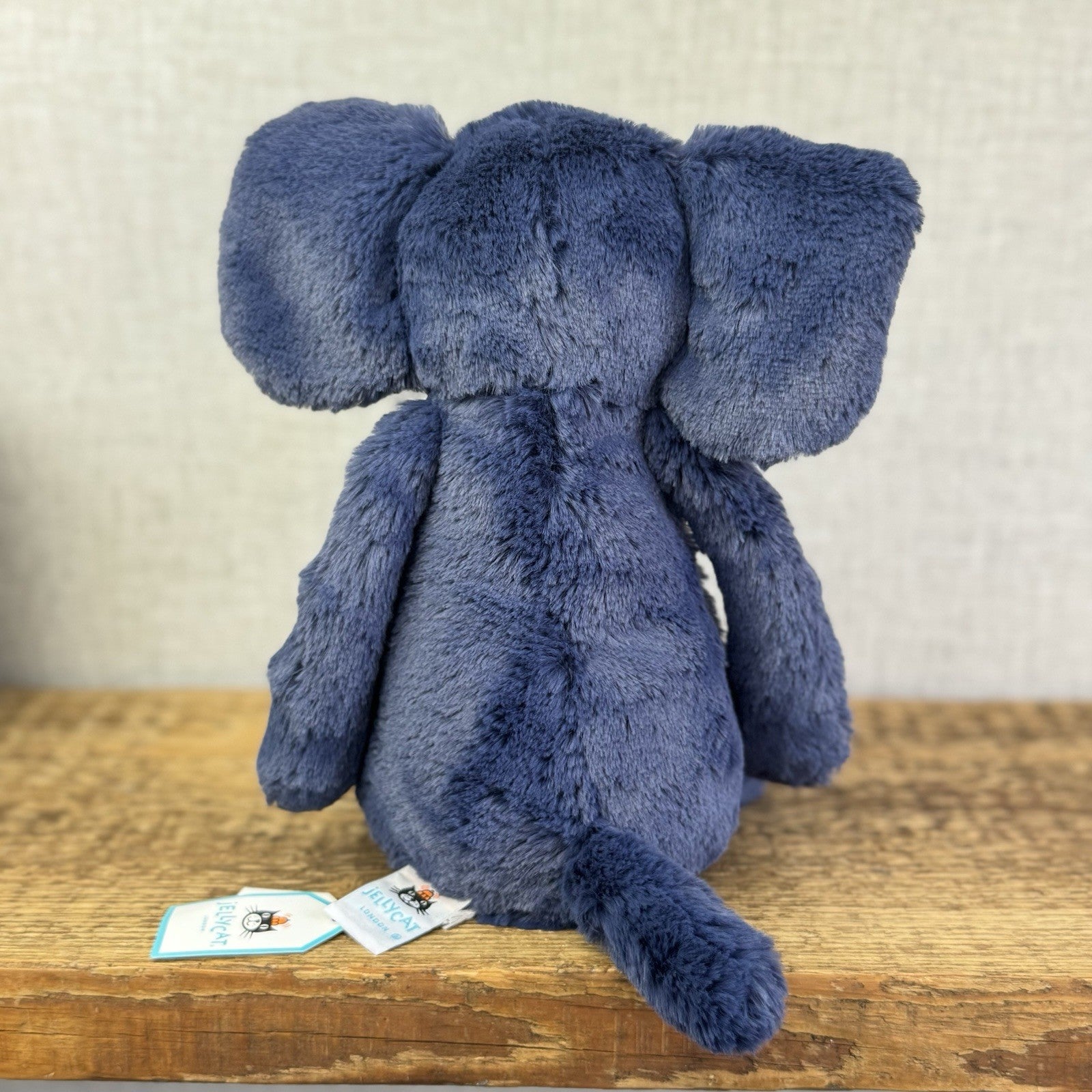Jellycat Medium Bashful Navy Blue Elephant - Medium Blue With Tusks 12” BNWT