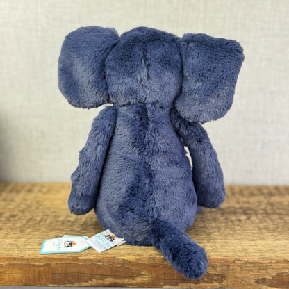 Jellycat Medium Bashful Navy Blue Elephant - Medium Blue With Tusks 12” BNWT