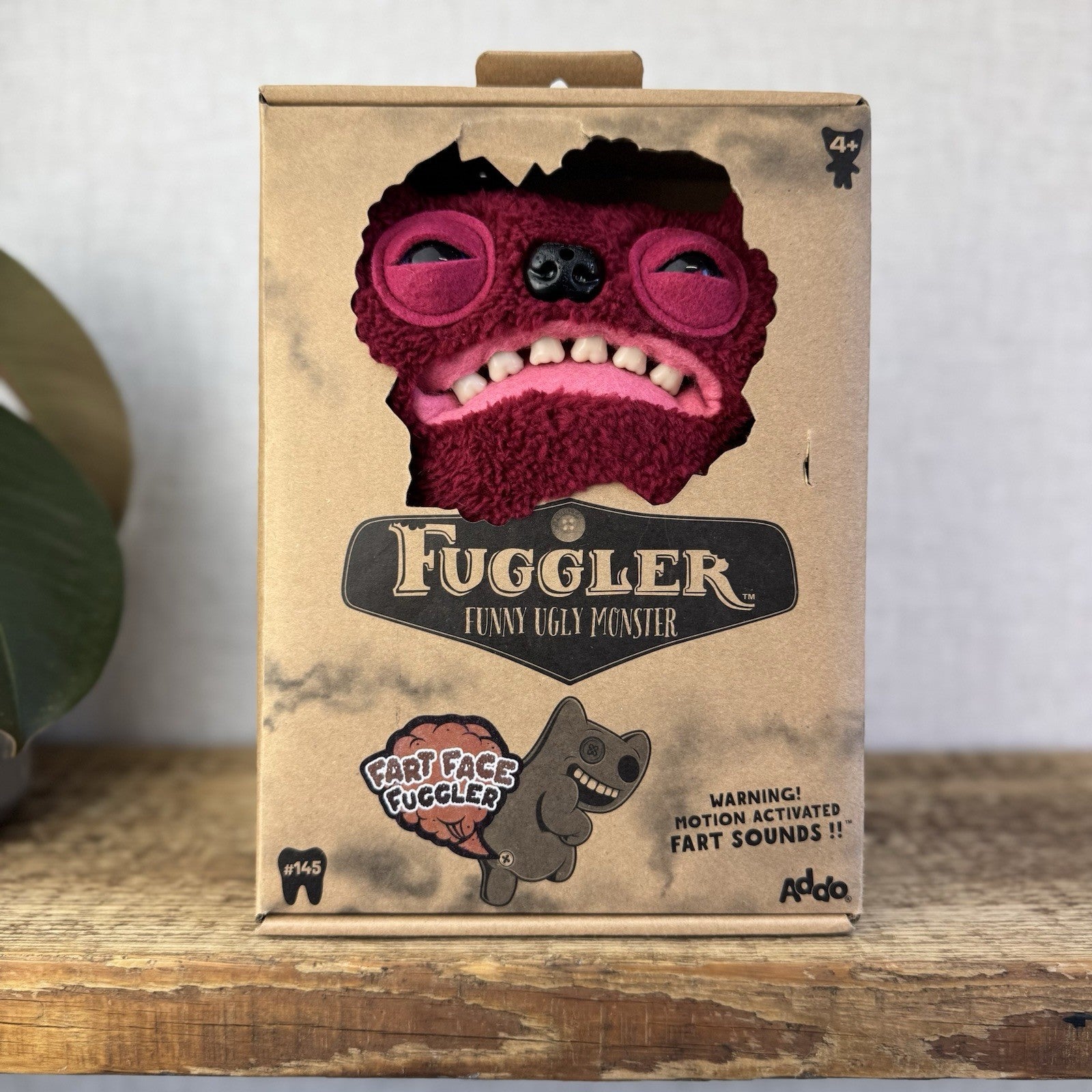 Fuggler Fart Face Gnawing Terror - Red Funny Ugly Monster Farting Plush With Box
