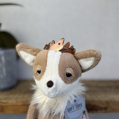 Jellycat Princess Chihuahua - Tan/Cream Soft Toy Dog Beanie Girls Plush 12"