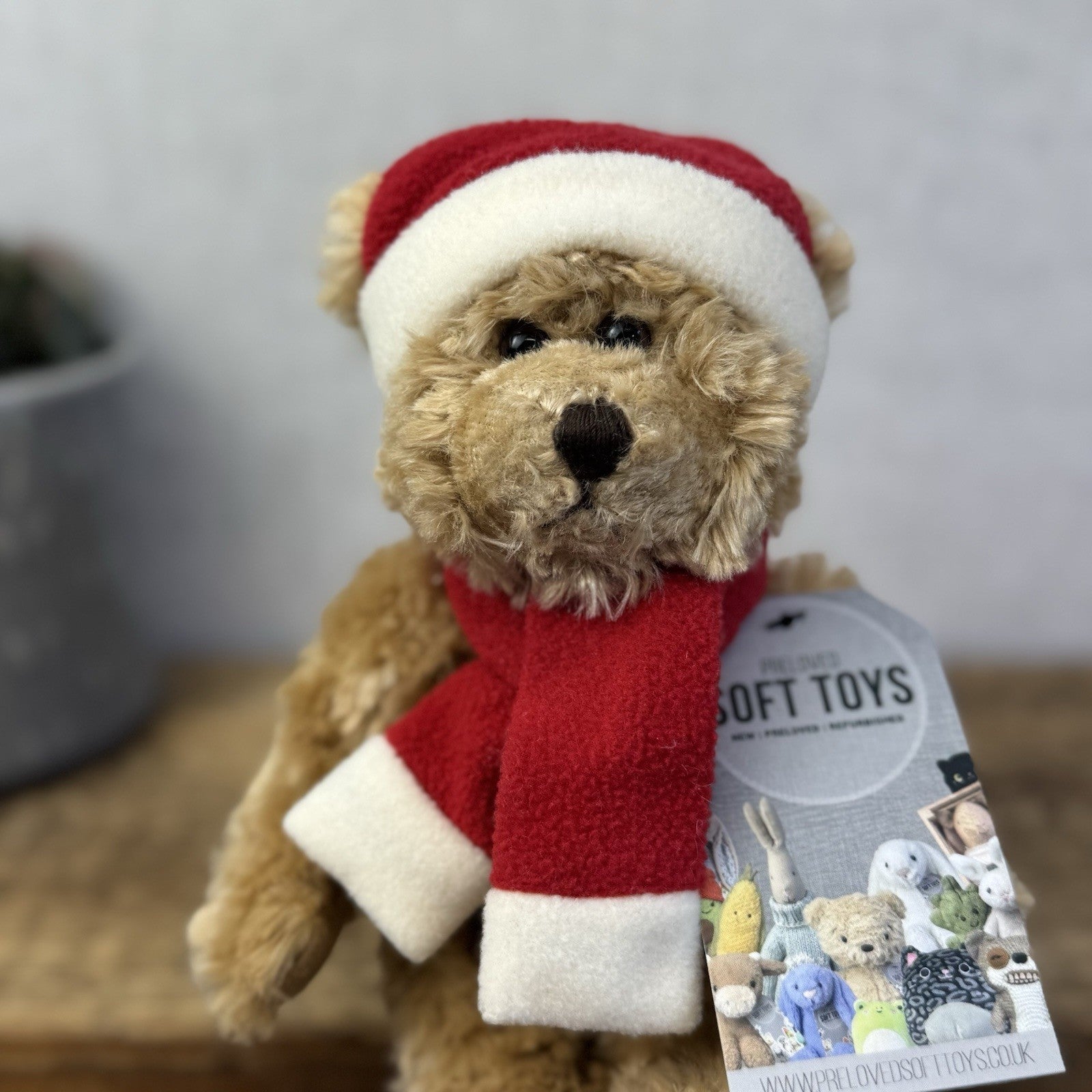 John Lewis Christmas Bear - Small Bear Christmas Hat & Scarf Beanie 2009 9"