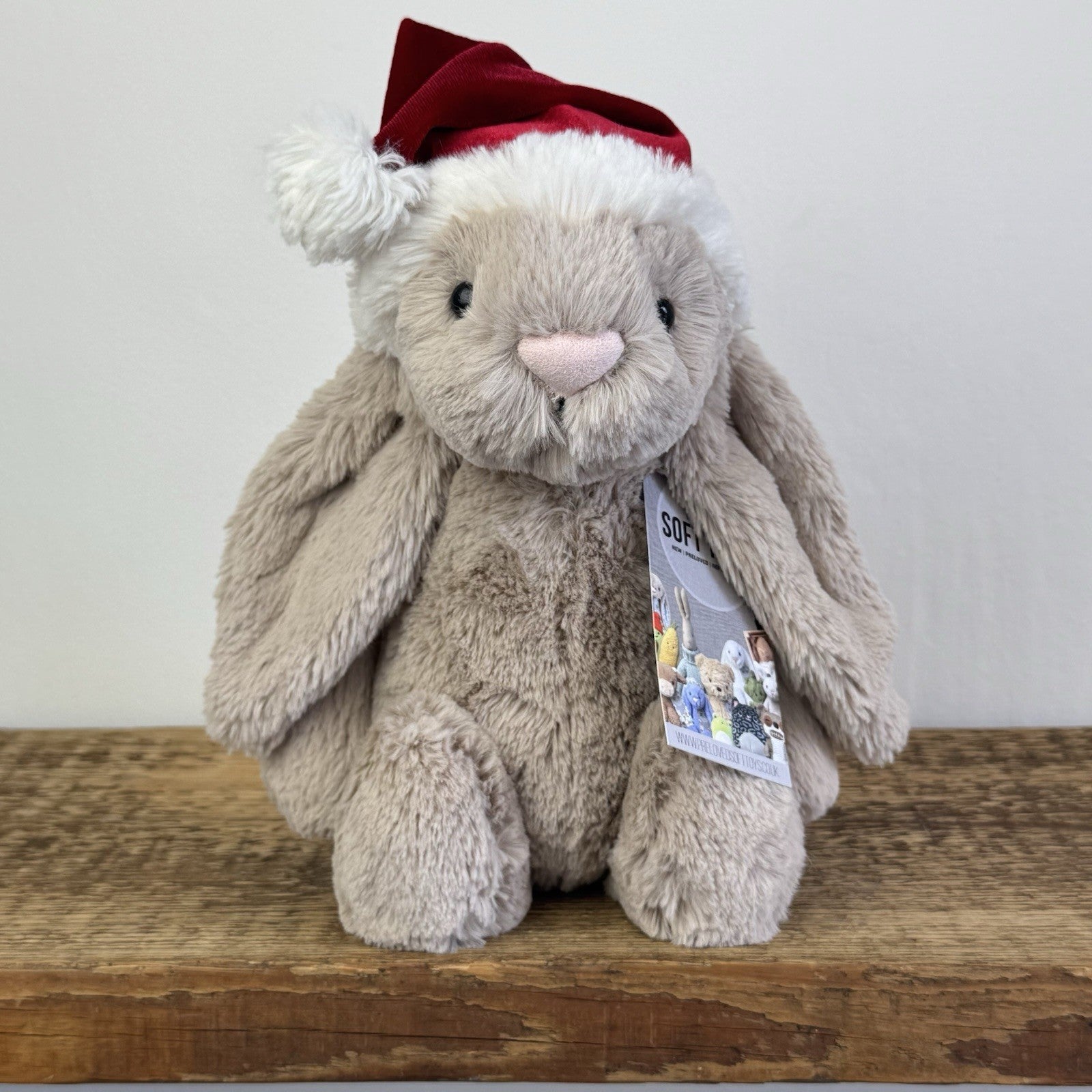 Jellycat Bashful Christmas Bunny - Beige Bashful Bunny With Christmas Hat 12"