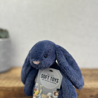 Jellycat Small Navy Bashful Bunny Rabbit - Small Navy Blue Bunny Rabbit Retired 