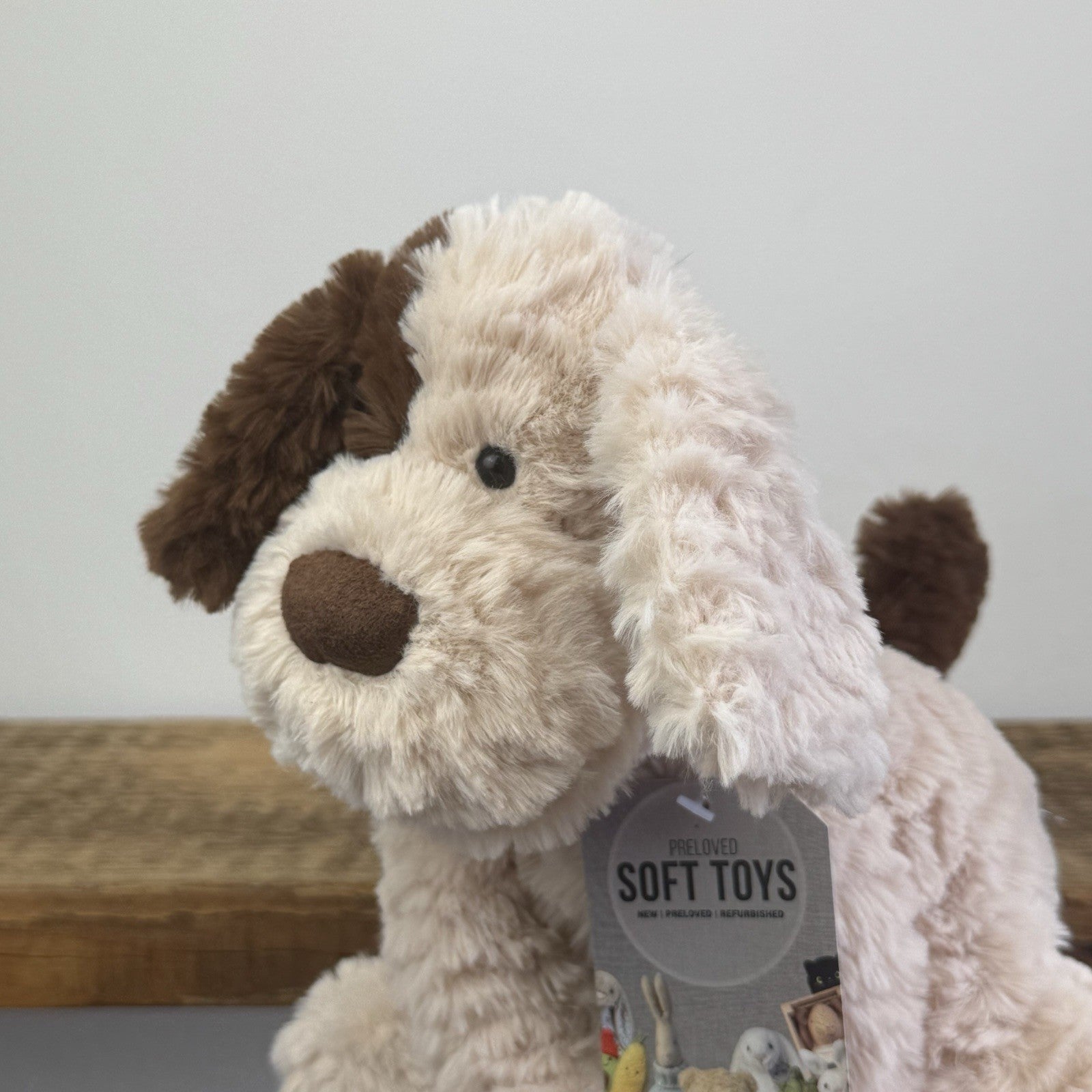 Jellycat Fuddlewuddle Brown Patch Puppy Medium - Light Brown Beige Rare 8"