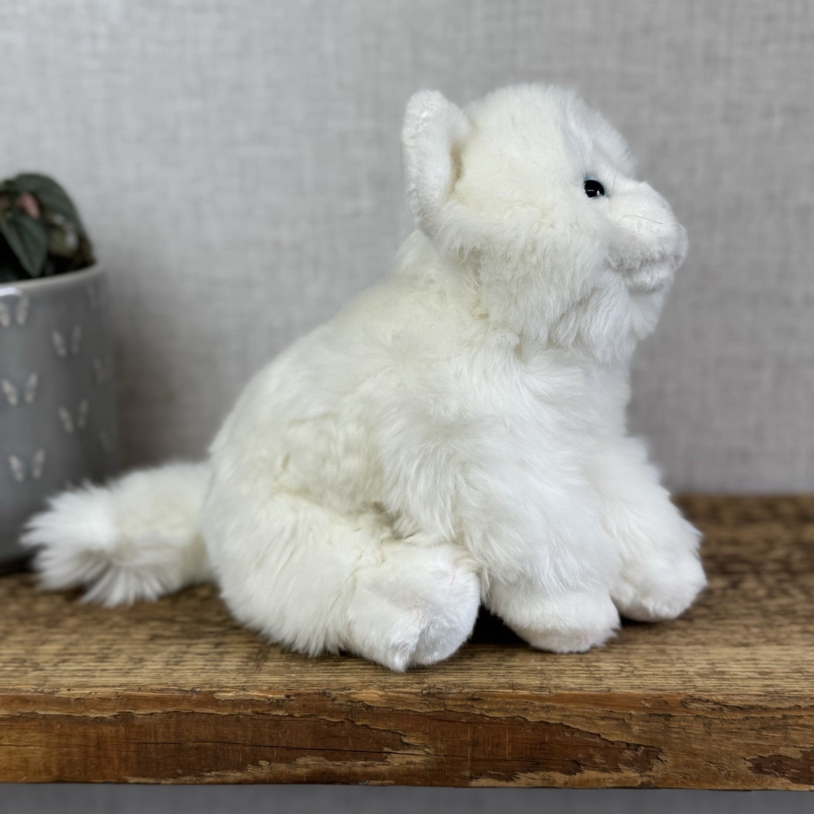 Animal Alley Realistic White Fluffy Cat - Fluffy Beanie Mini Cat Soft Toy 8"