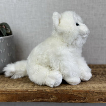 Animal Alley Realistic White Fluffy Cat - Fluffy Beanie Mini Cat Soft Toy 8"