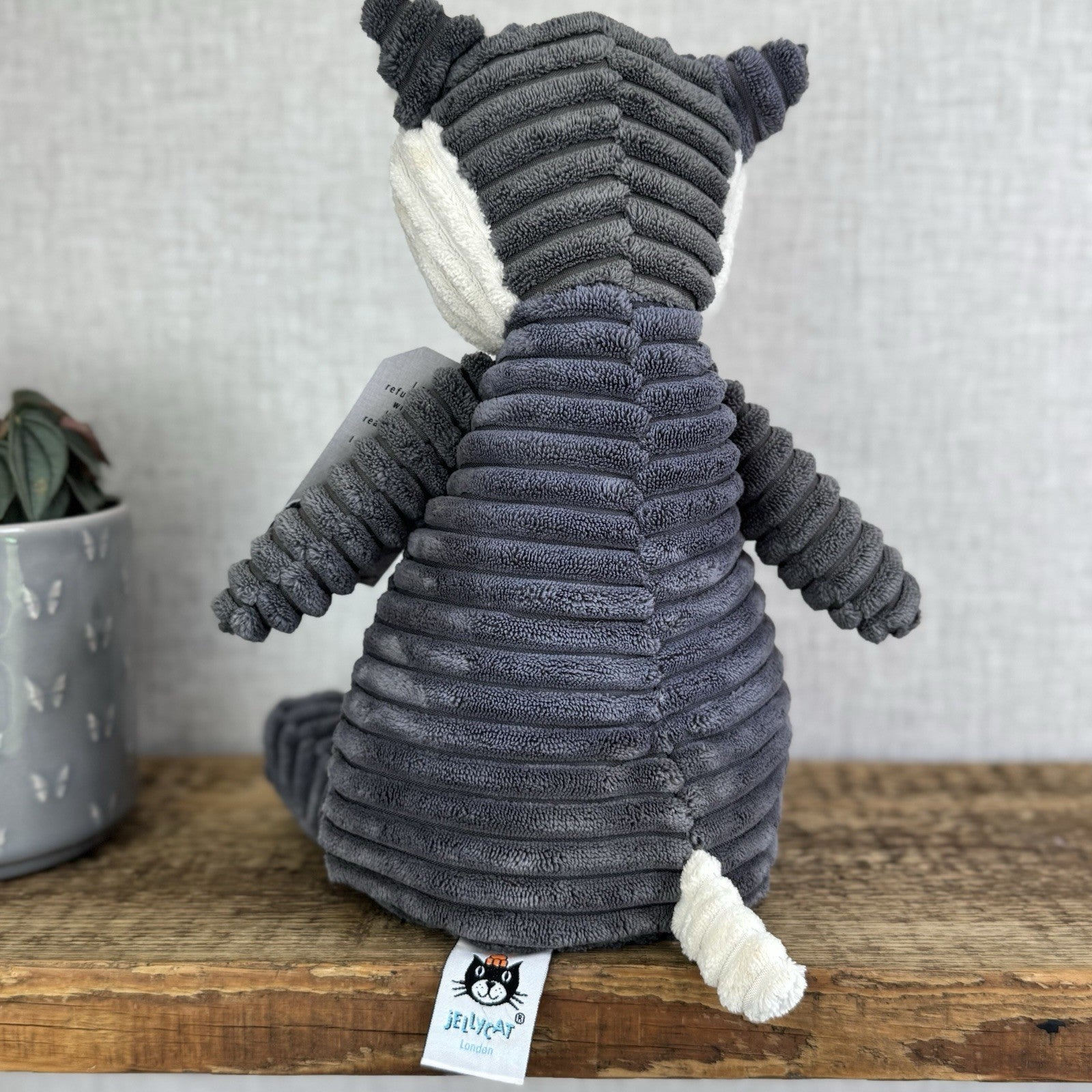 Jellycat Medium Cordy Roy Badger - Grey Corduroy Badger Beanie Plush Large 16"