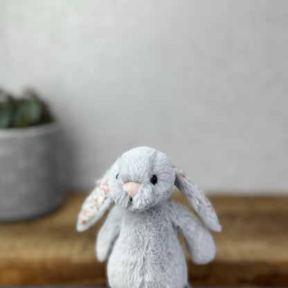 Jellycat Tiny Bashful Silver Blossom - Baby Bunny Miniature Rabbit Grey 5"