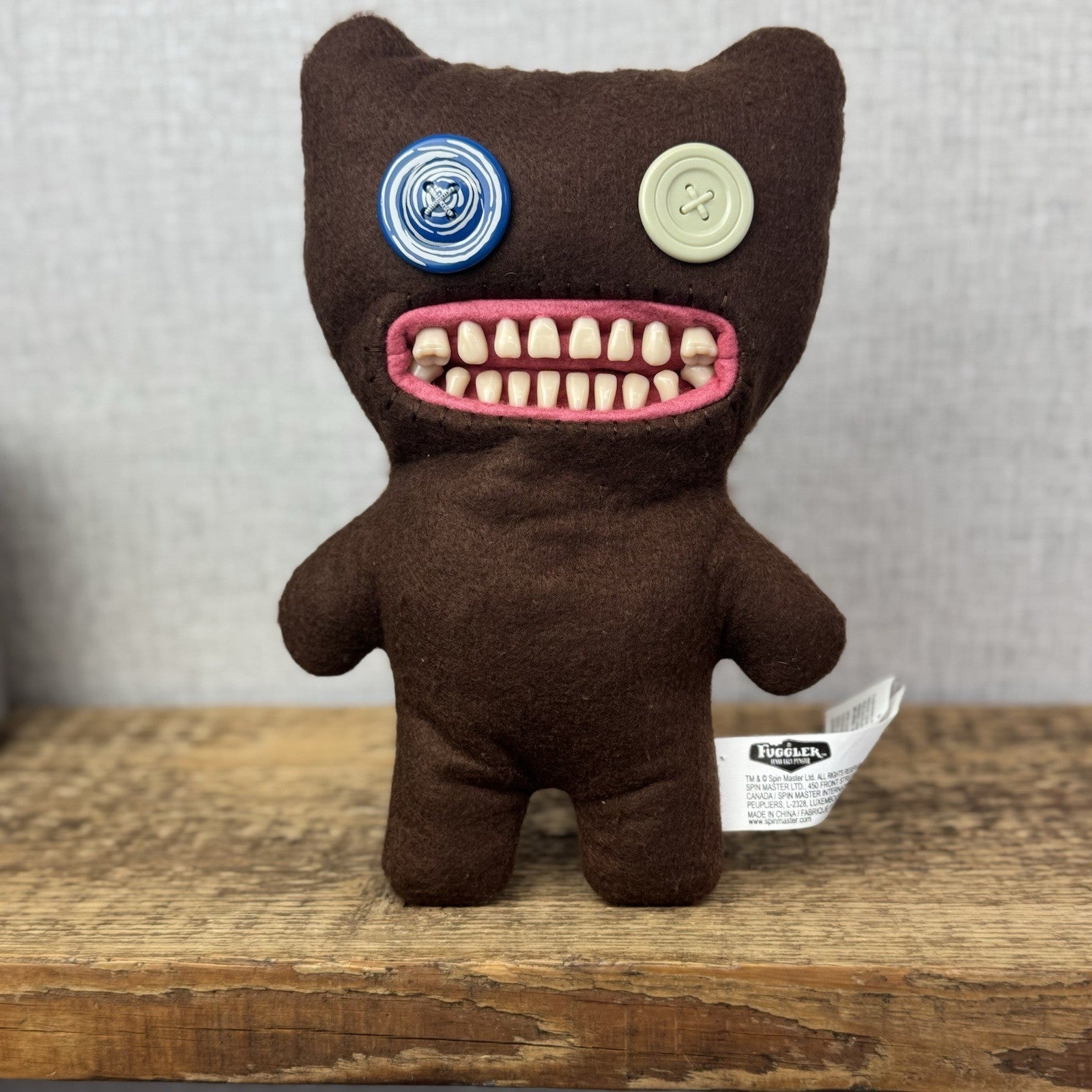 Fuggler Mr Buttons Brown Felt Original Fuggler Soft Toy Retired Collectible