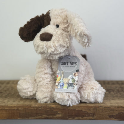 Jellycat Fuddlewuddle Brown Patch Puppy Medium - Light Brown Beige Rare 8"