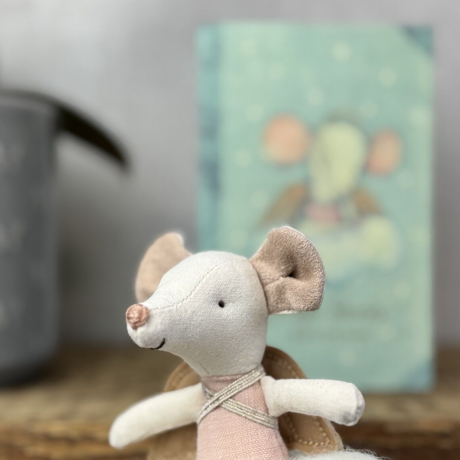 Maileg Angel Mouse, Big Sister In Book - New Without Tags Retired 2020