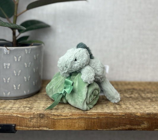Jellycat Green Shooshu Dinosaur - Dino Comforter Soother - Super Soft Comforter