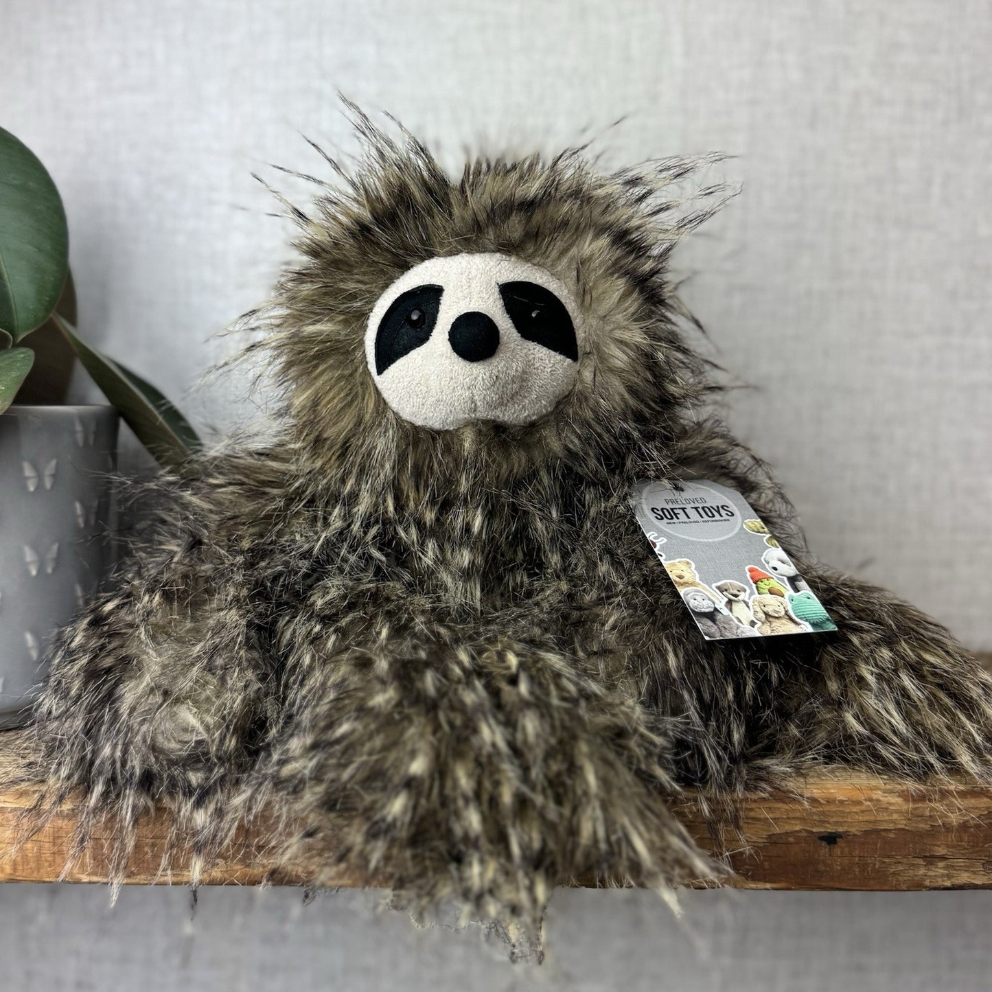 Jellycat Cyril Sloth - Fluffy Grey/brown Sloth Soft Toy Retired Rare Beanie 14”