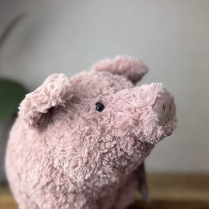 Jellycat Rondle Pig - Large Textured Sitting Pink Piglet Plush Rare Retired 8”