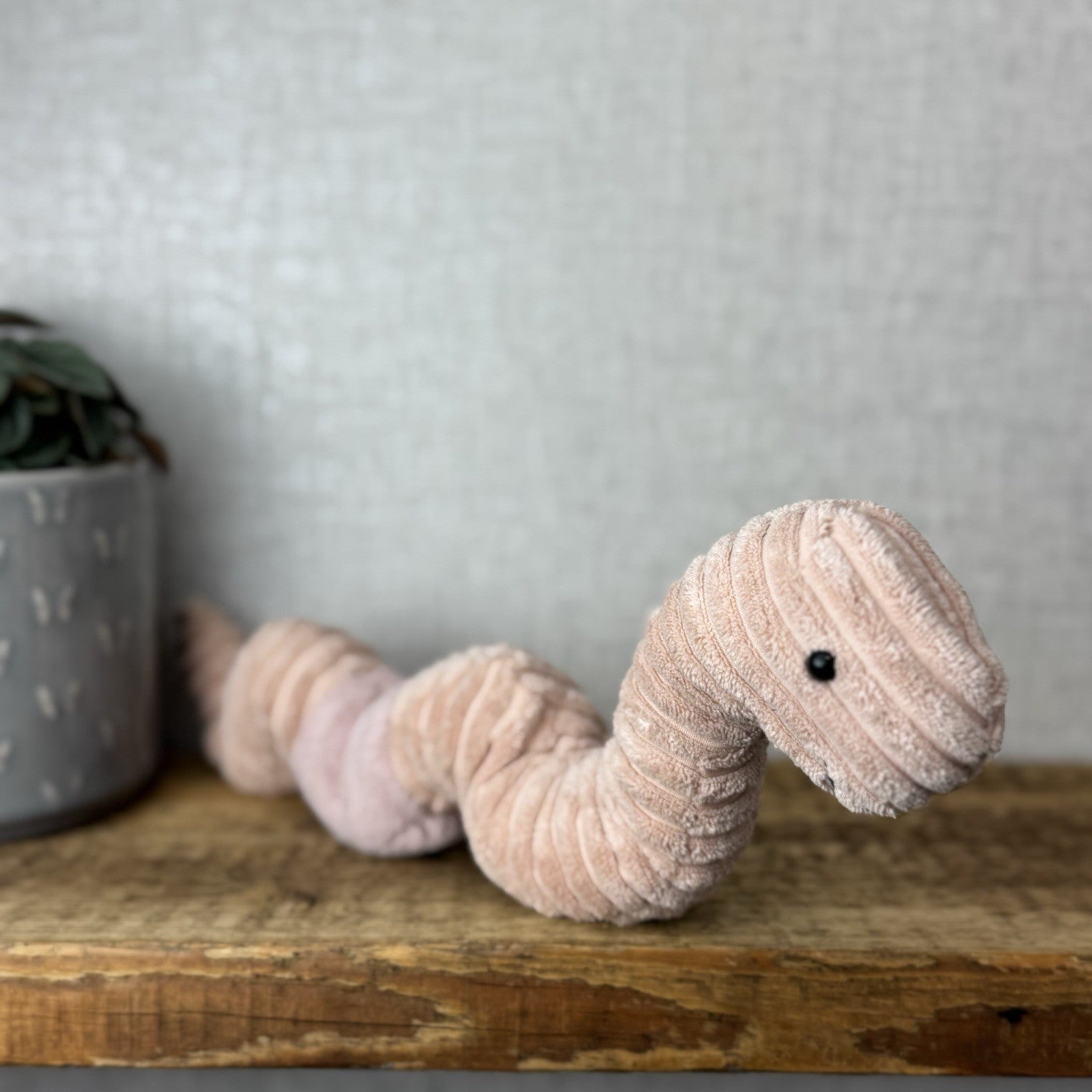 Jellycat Waldo Worm - Pink Wiggly Worm Pink Cordy Medium Retired Beanie 15”