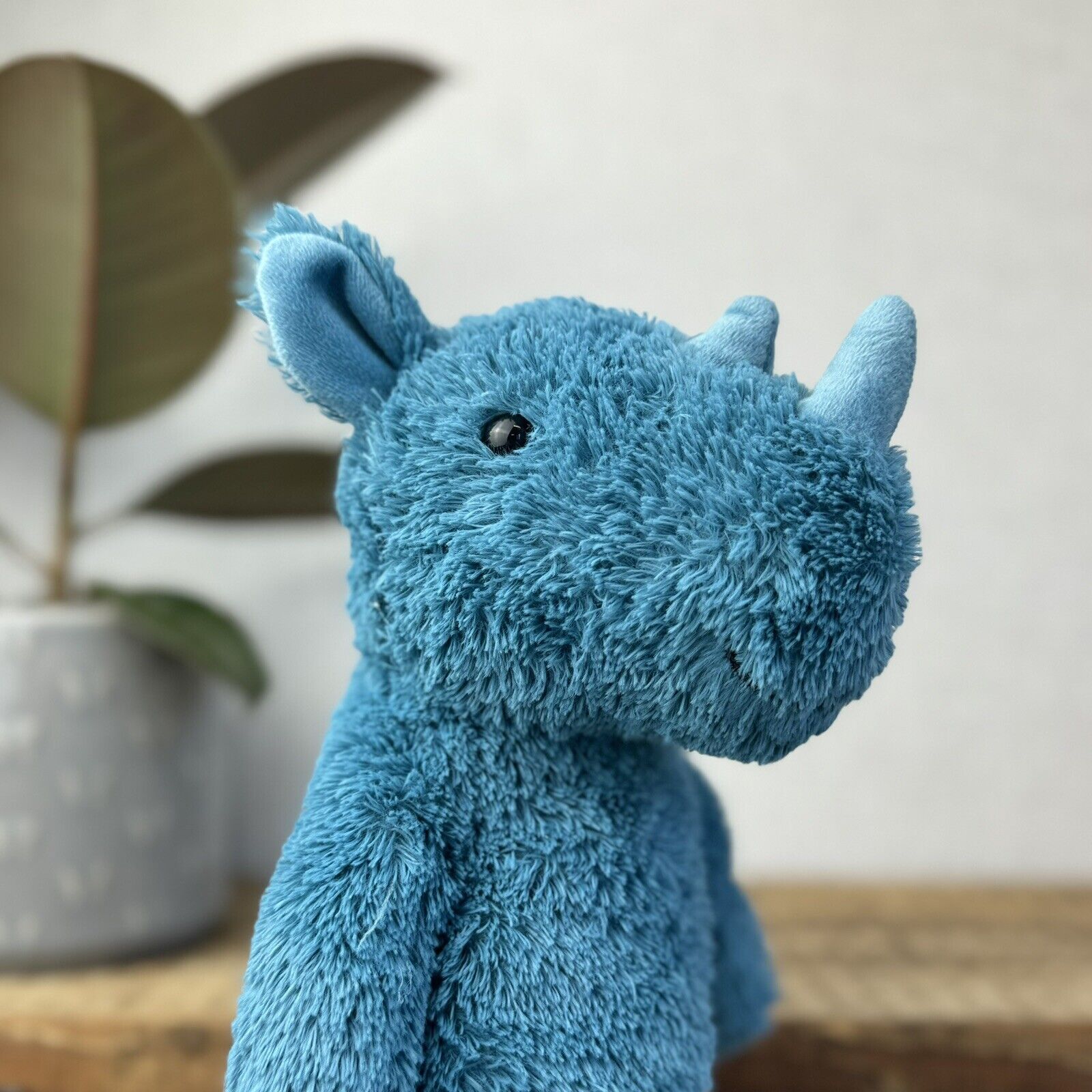 Jellycat Cushy Rhino Blue - Blue Textured Rhino Plush Beanie Collectible 12"