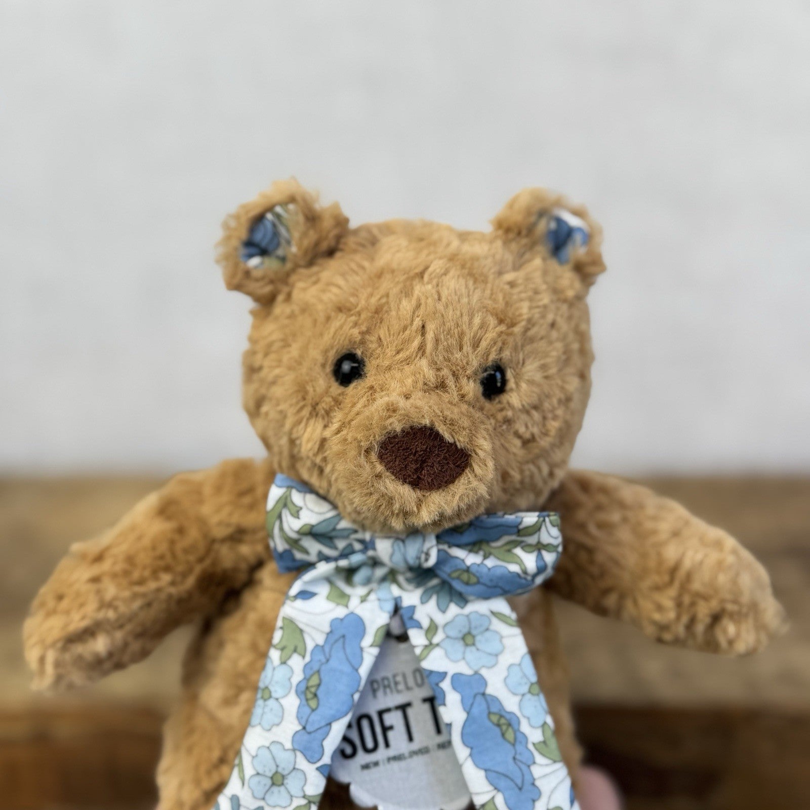 Custom/Bespoke Tiny Bartholemew Bear - Blue Flowers Made With Liberty Print 