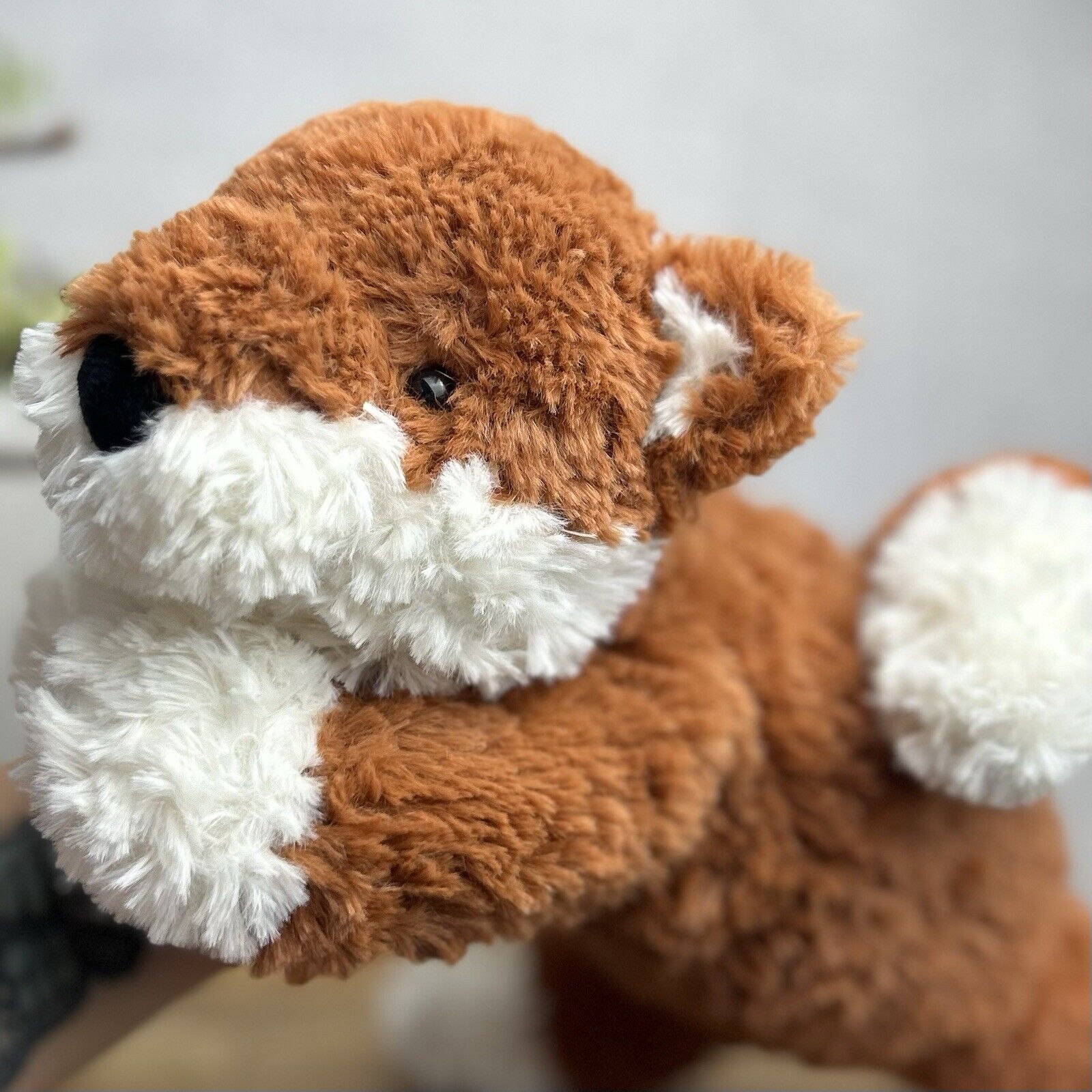 Jellycat Tumblie Fox - Laying Curly Fur Fox Plush Beanie - Lying Fox Medium 12"