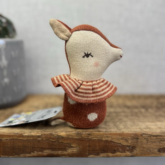 Maileg Bambi Rattle - Sleepy Wakey Rattle Maileg Scandi Baby Soft Toy Rattle
