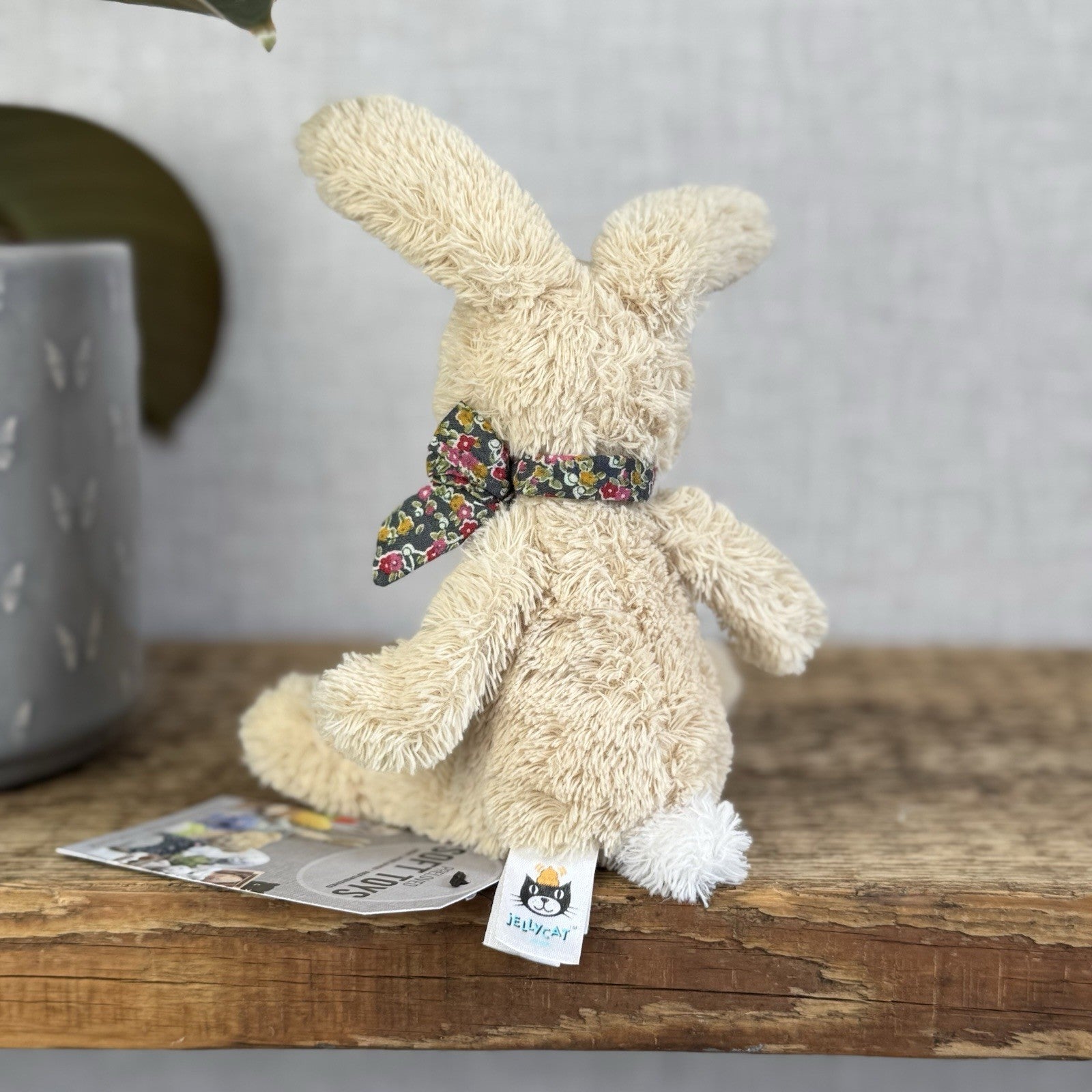 Jellycat Rufus Rabbit Lost & Found Friends  Tiny Rabbit With Bow Rare Retired 7"