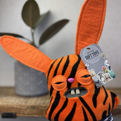 Fuggler Funny Ugly Monster Rabid Rabbit Tiger Print Fur Plush Soft Toy 9"