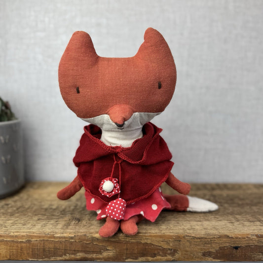 Maileg Red Riding Hood Fox - Retired Fox Plush With Hood Fairy Tale Soft Toy 