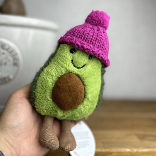 Jellycat Amuseable Cozi Avocado With Hat Plush Soft Toy - Fuschia New With Tags