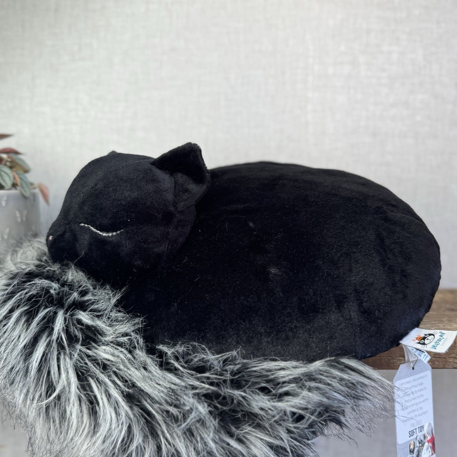 Jellycat Nestie Cat Soft Toy Plush NWOT - Black Cat Cushion Plush Rare 