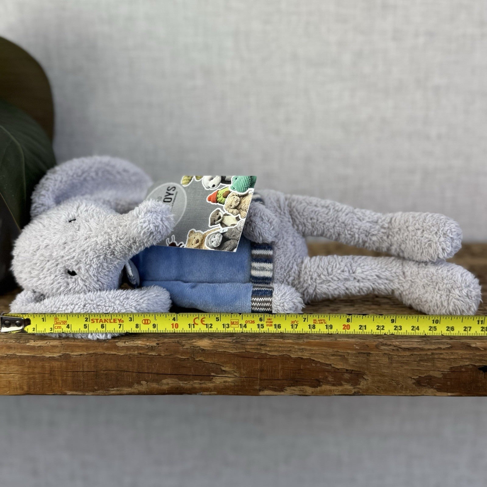 Jellycat Lingley Elephant - Texture Grey Elephant Blue Jumper Retired Beanie 11”