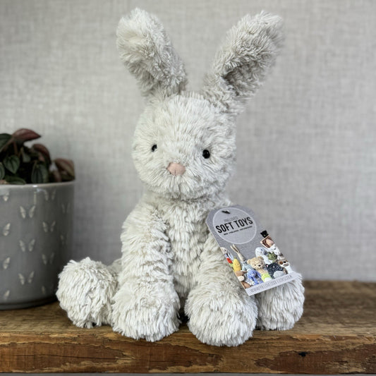Jellycat Medium Fuddlewuddle Grey Bunny Rabbit - Texture Sitting Bunny 9” Rare