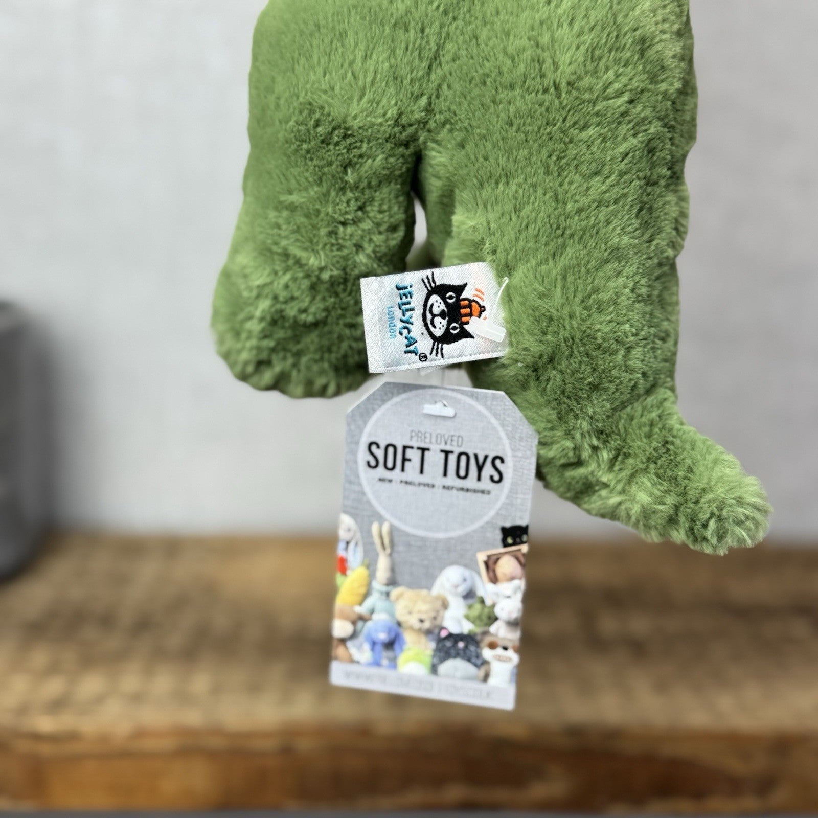 Jellycat Fossily T Rex - Medium Green Dinosaur Soft Toy Retired Plush Toy 12"