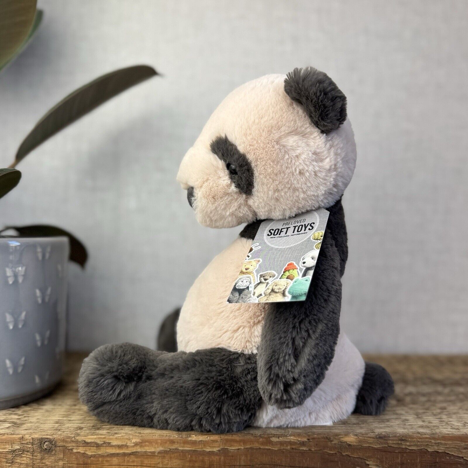 Jellycat Medium Puffles Panda - Super Soft Sitting Cream & Black Panda 13"