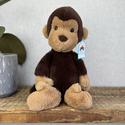 Jellycat Wumper Monkey - New With Tags Deep Brown Monkey Soft Beanie Retired 12”